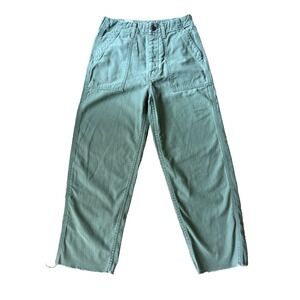 Mother Patch Pocket Ankle Pants Womens 25 Green Cotton Button Fly Utility Casual